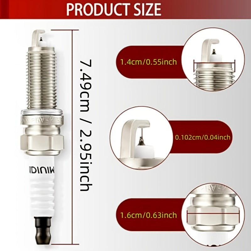 4PCS Spark Plugs Compatible with Various Vehicles, Iridium, 4PCS
