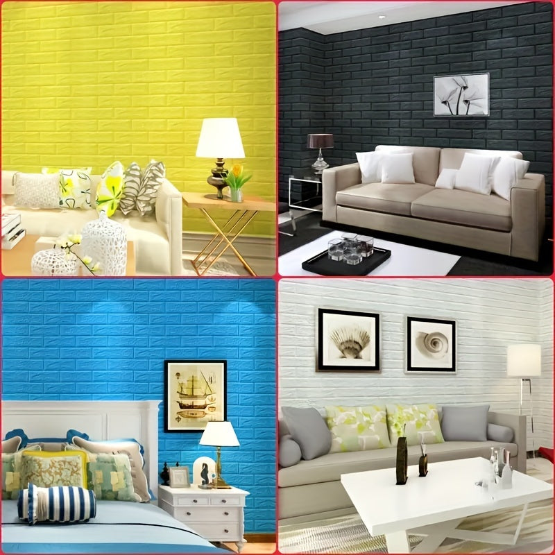 3D Wall Stickers Pack of 20-50 Self-Adhesive Brick Pattern Wall Covering Moisture-Proof Decorative