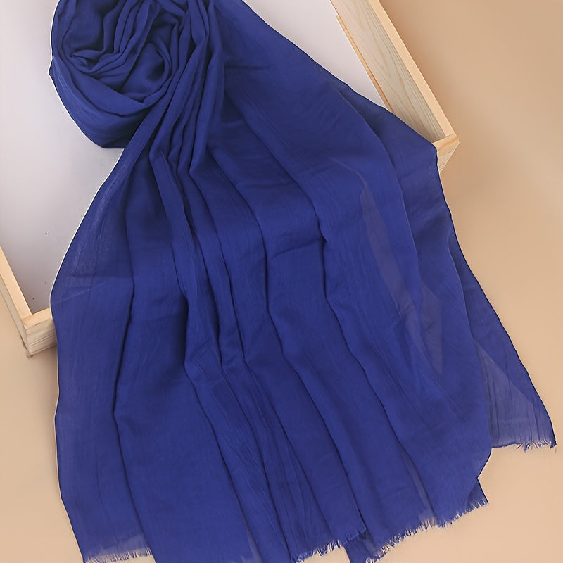 Women's Lightweight Solid Color Scarf Shawl Breathable Soft Polyester Sun Protection