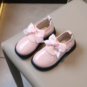 Girls Loafers with Bowknot, Lightweight PU Upper, Rubber Sole for Spring and Fall