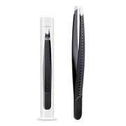 Unisex Slant Tip Tweezer Hair Plucker for Eyebrow Grooming Black
