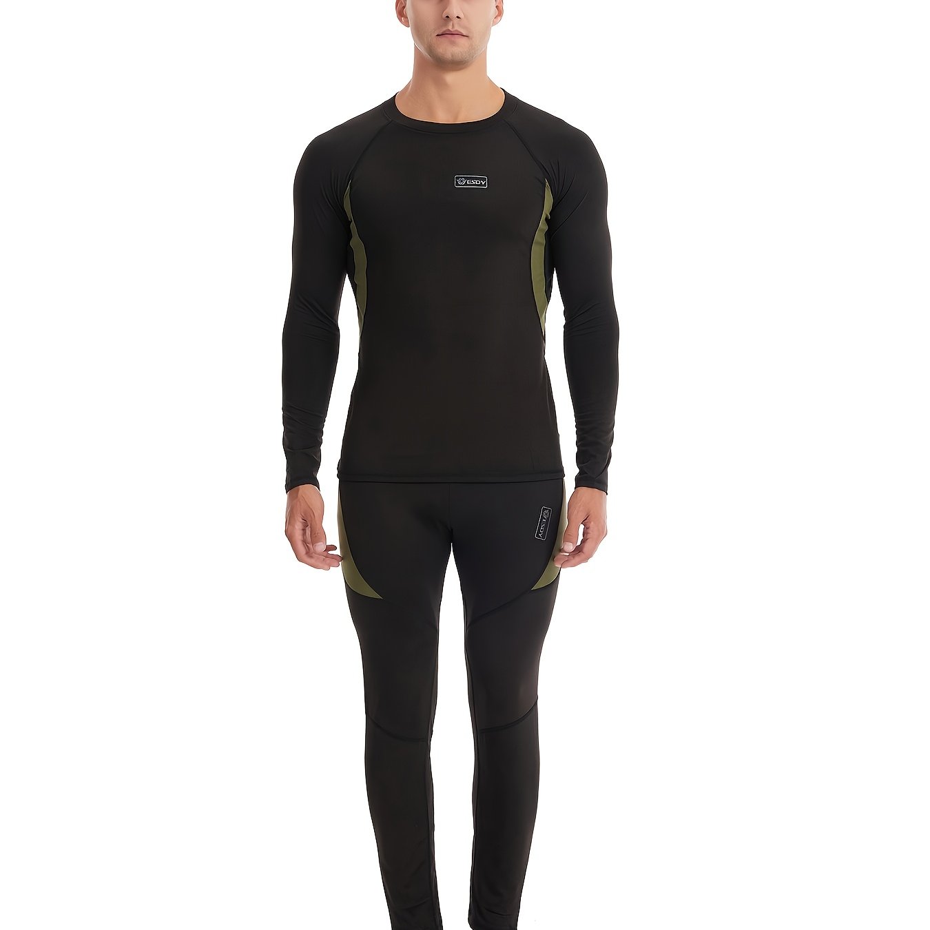 ESDY Erkaklar Kamuflyaj Termal Ichki Kiym - 90% Polyester 10% Spandex, Uzoq Yengli Crew Neck, Tor Fit, Yuqori Elastik Trikotaj Matolari, Bir Rangli, Sayohat va Tashqi Faoliyatlar Uchun, Kuz/Qish