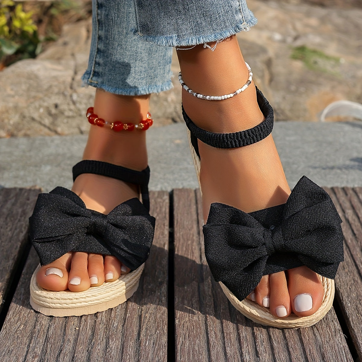 Women’s Summer Sandals Bubble Sole Open-Toe Slip-On Outdoor Indoor