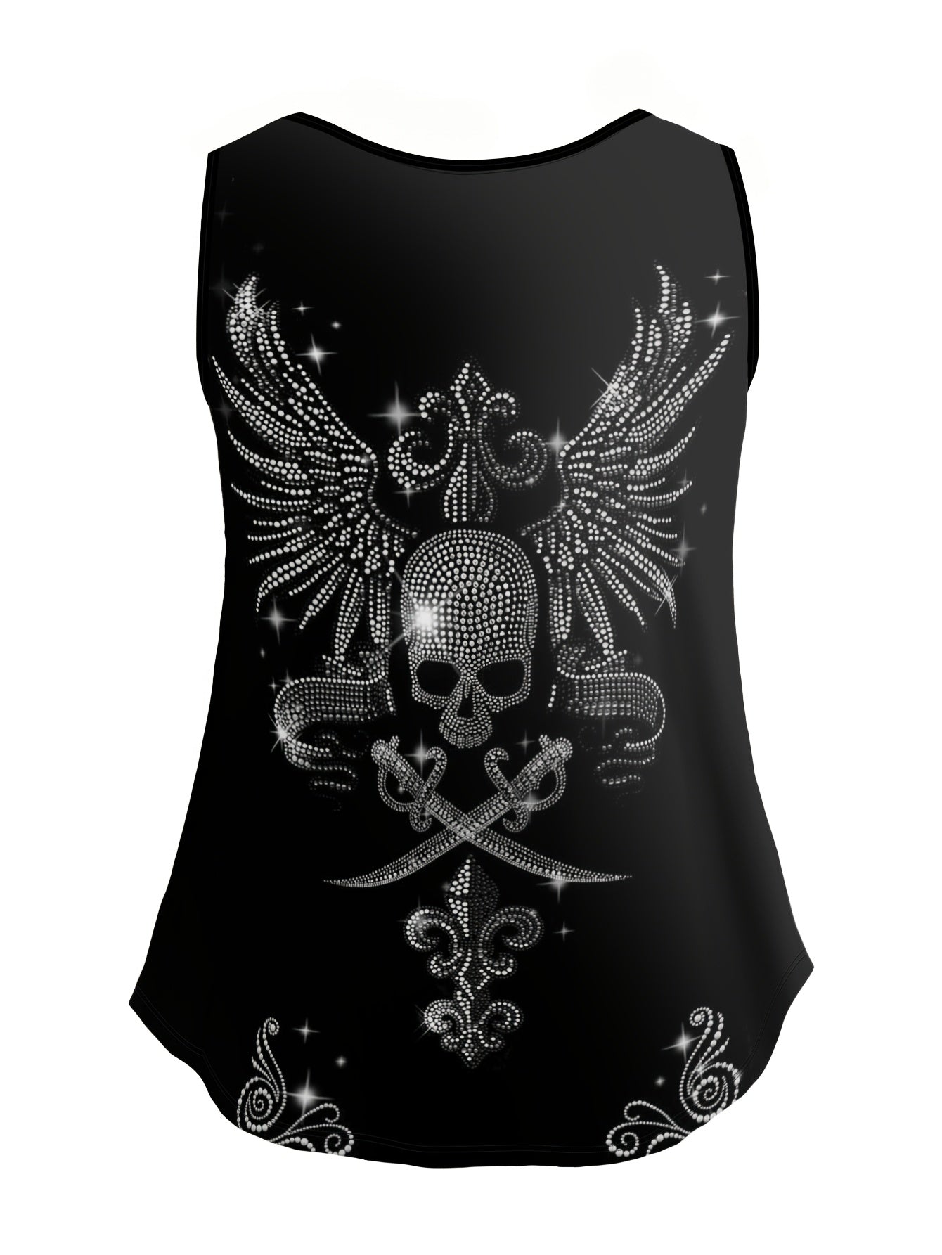 Топ без рукавов для женщин больших размеров из полиэстера с 3D-принтом черепа, летний жилет