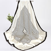 Модный винтажный шарф с полосатым принтом, имитация шелка, квадратный