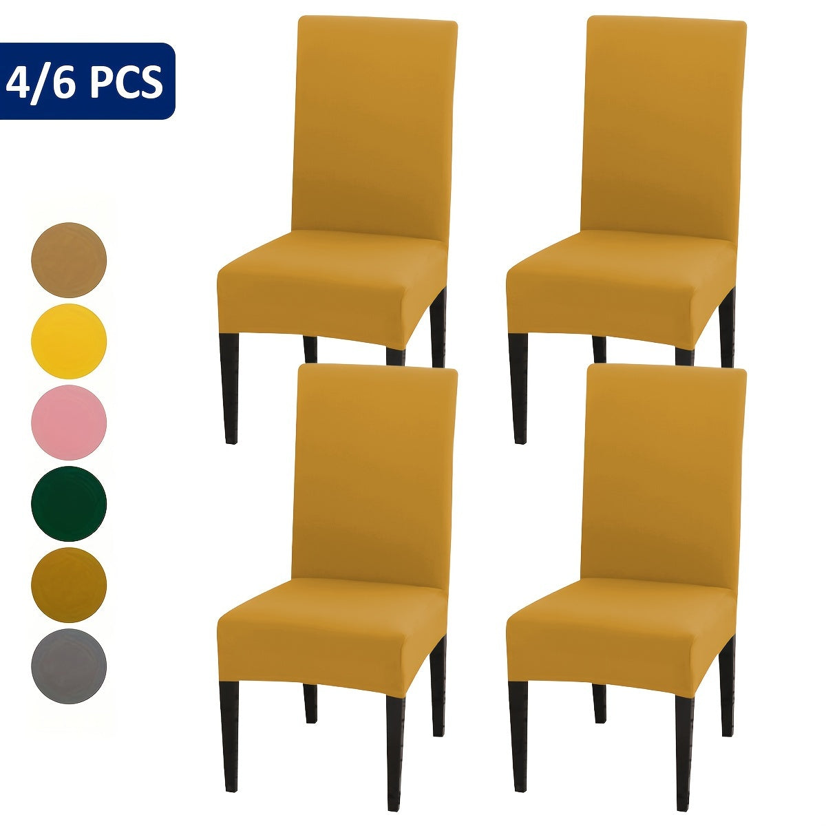 4/6pcs Elastic Solid Color Chair Covers for Home and Restaurant Use S Size