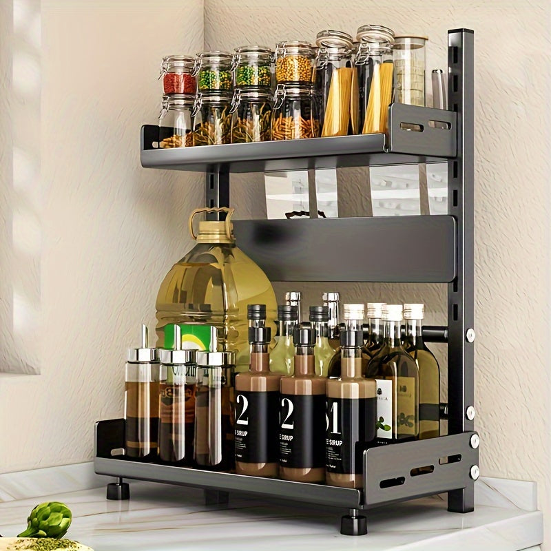 3-Level Stainless Steel Spice Rack Organizer for Kitchen and Dining
