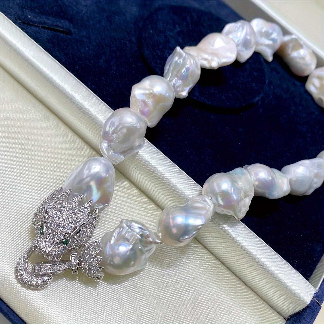 Large Baroque Freshwater Pearl Necklace with Irregular Chain for Women