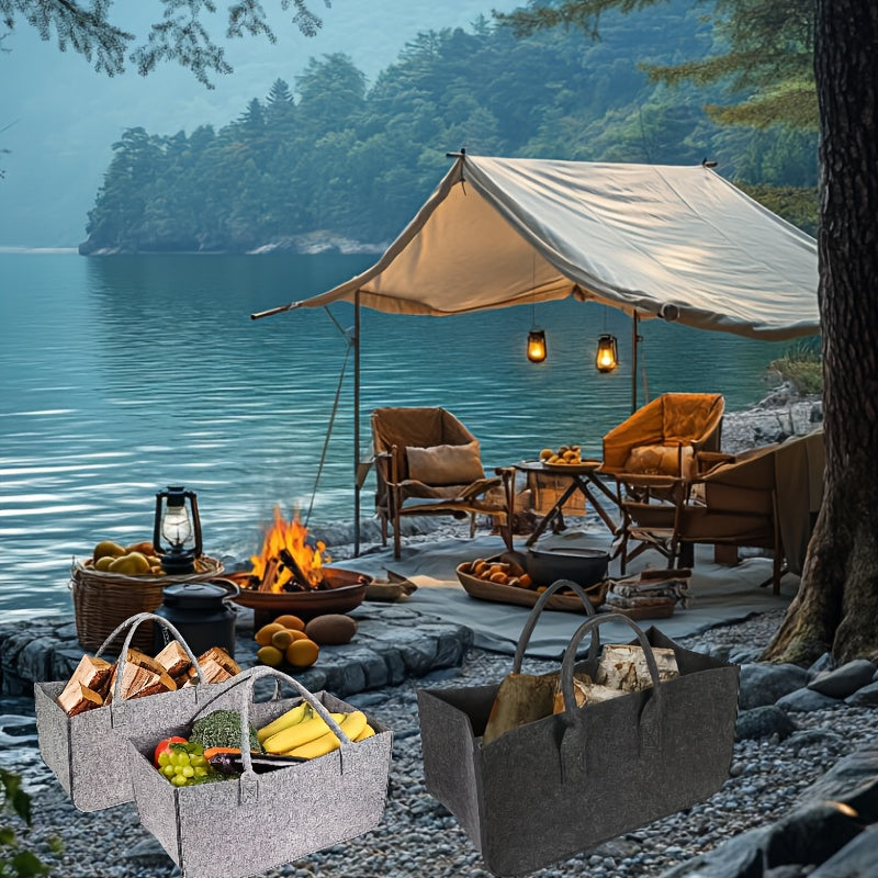 Durable Non-Woven Firewood Tote Bag Square Shape for Shopping Storage