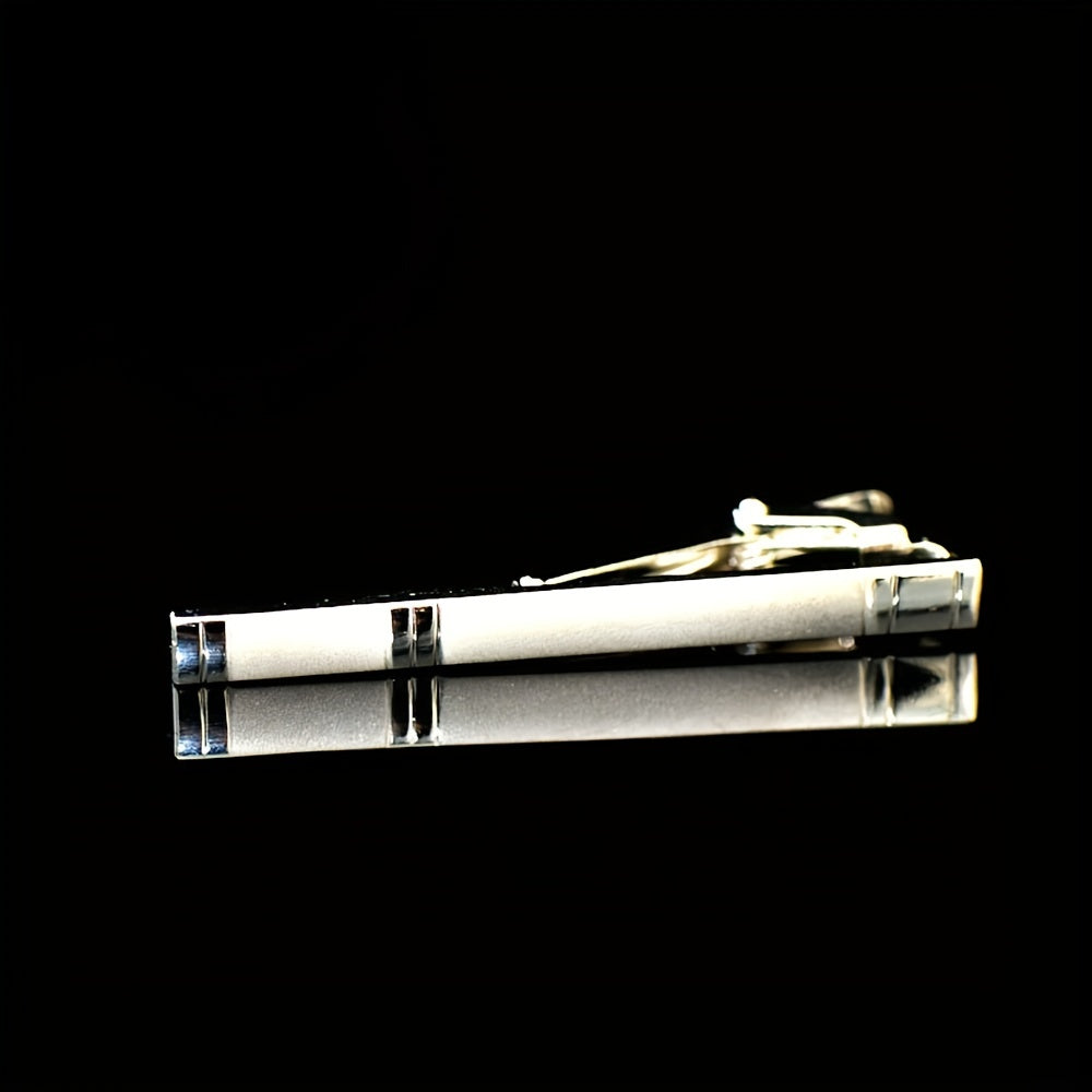 Men's Solid Color Tie and Pocket Square Set with Tie Clip for Business and Wedding