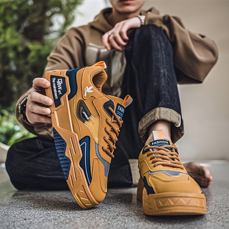 Unisex Low Top Skateboard Sneakers with Solid Color and Striped Pattern