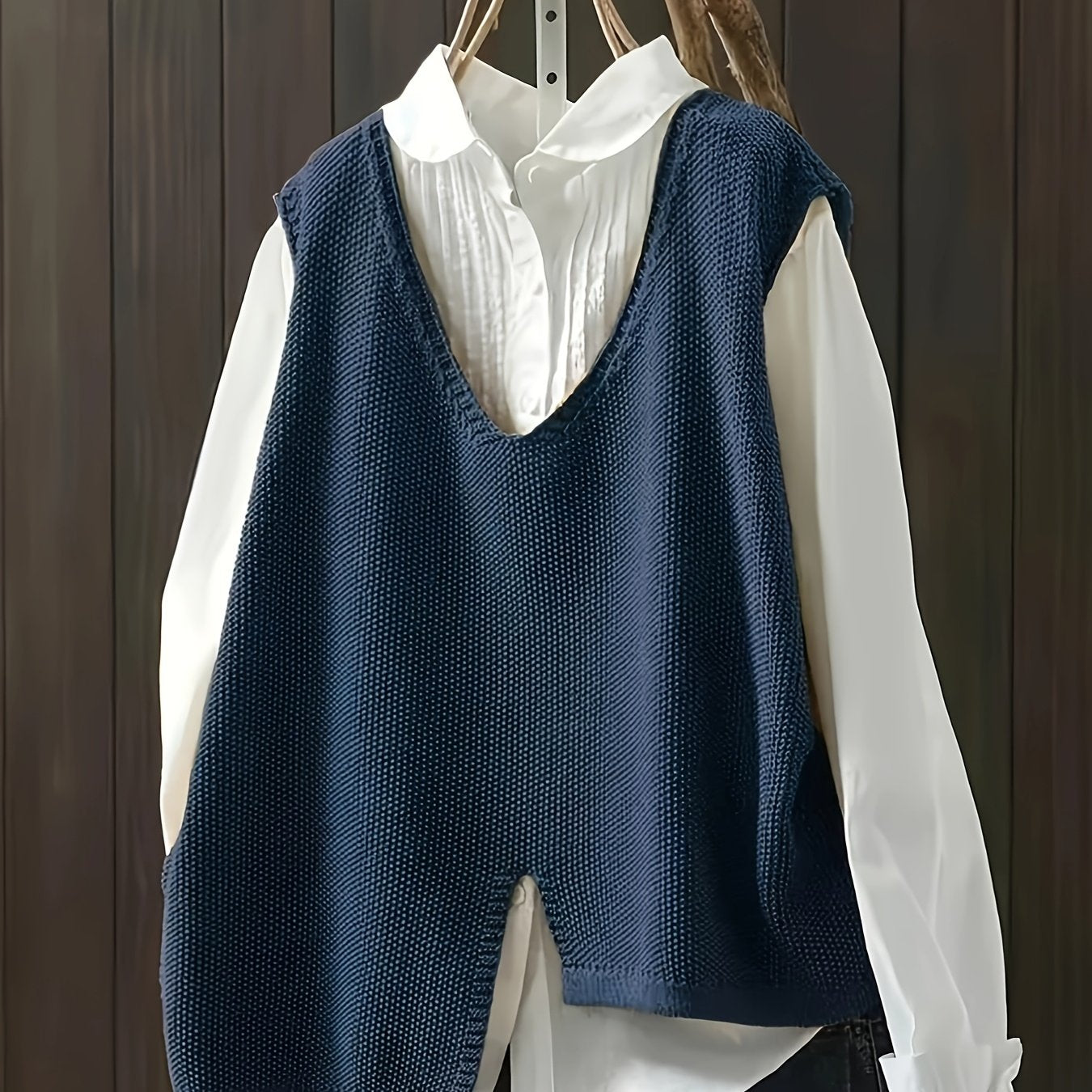 Plus Size Women Artistic Minimalist Irregular Hem V-Neck Vest