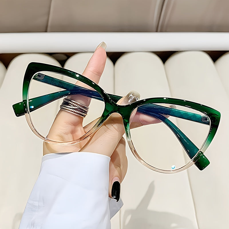 Large Cat Eye Glasses Women Retro Gradient Clear Lens Computer Spectacles