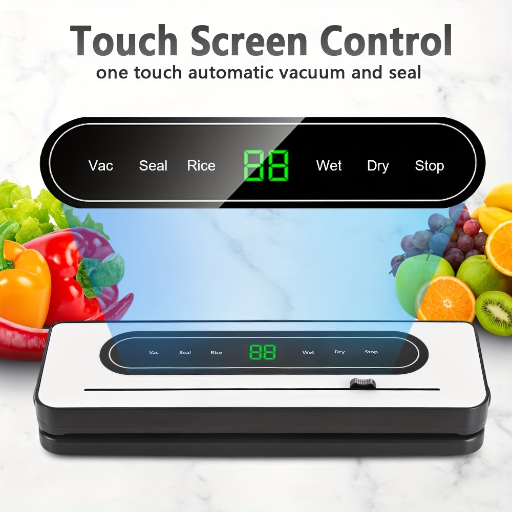 Avtomatik vakuum yopish mashinasi, kesgich bilan, quruq va nam oziq-ovqat rejimlari, LCD sensorli ekran, kuchli suv o'tkazmaydigan, oshxona oziq-ovqat saqlash
