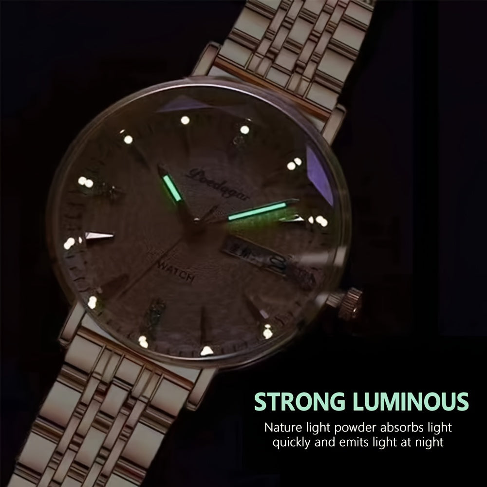 Women's Luxury Quartz Watch Stainless Steel Water-Resistant with Luminous Hands
