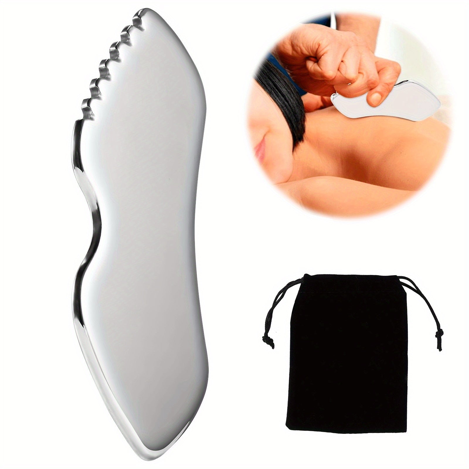 Stainless Steel Gua Sha Board with Teeth Fascia Knife Facial Massage Tool