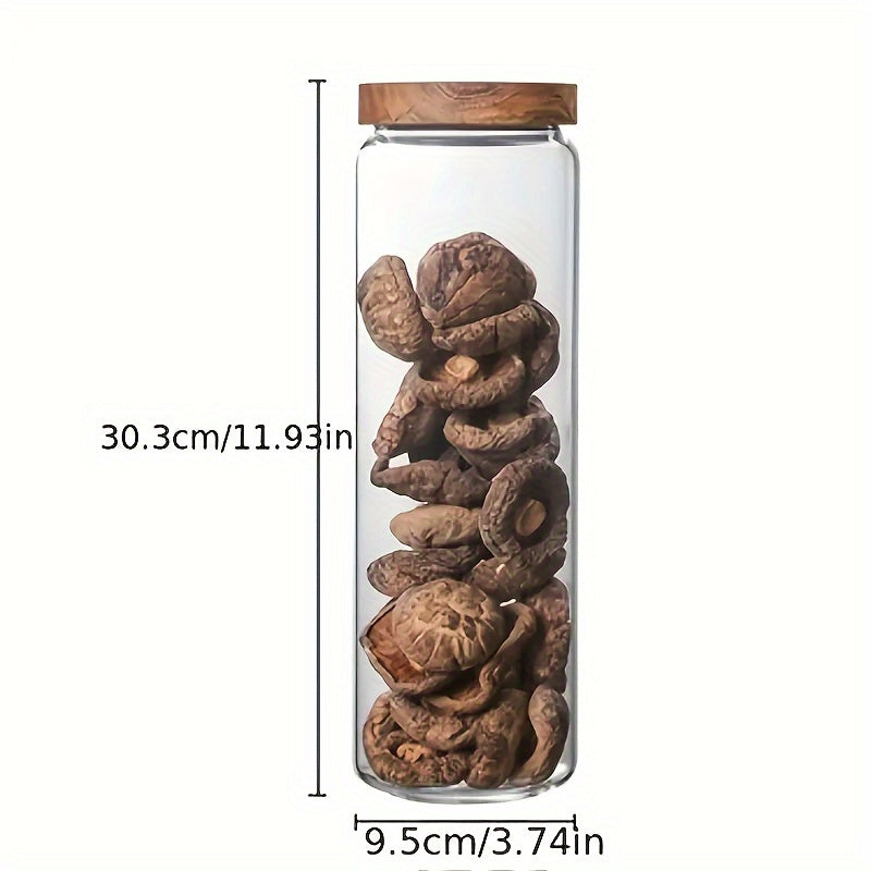 Glass Storage Jar with Bamboo Lid 1 Piece Kitchen Pantry Container for Snacks Spices