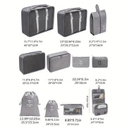 11-Piece Nylon Hanging Cosmetic Bag Set for Travel Organization with Mesh Compartments