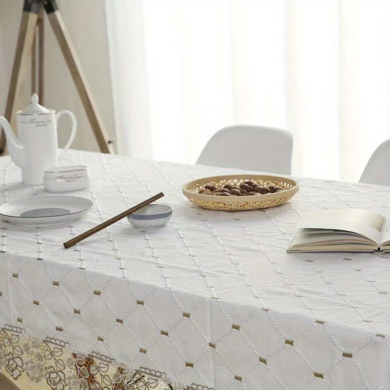 Plaid Lace Macrame Tablecloth Waterproof Stain-Resistant Washable for Picnic Wedding Party