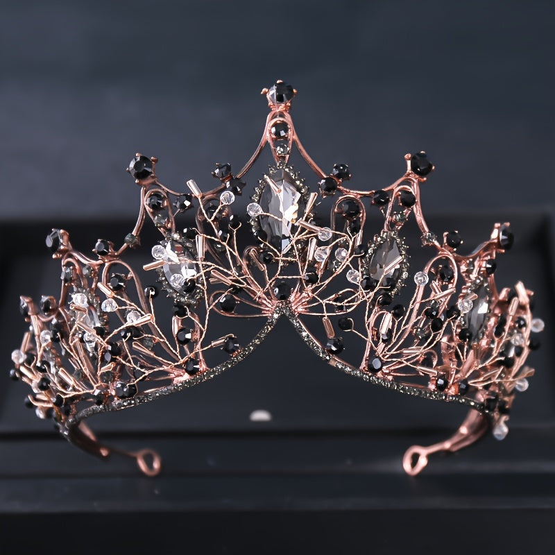 Golden Baroque Queen Crown and Tiara Set for Women Girls Crystal Rhinestones Mermaid Design