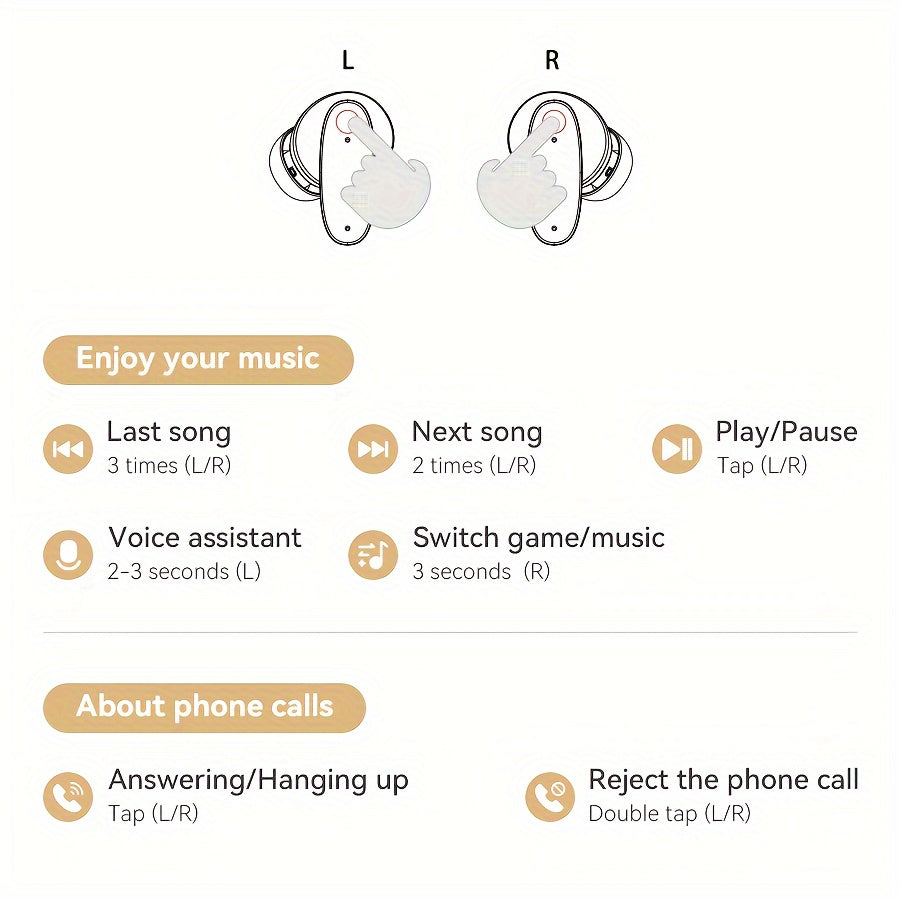 Wireless Earbuds with Deep Bass Sound Lightweight Bluetooth Earphones with Microphone and Charging Case