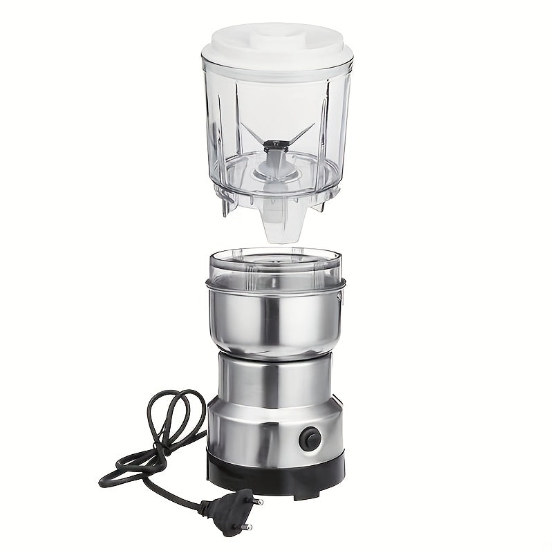 Round 4-Leaf Stainless Steel Electric Coffee Bean Grinder, 300W, 2000rpm, 10-second Fast Grinding, Dual-Use Dry and Wet, One-Button Control, European Standard Plug, 220-240V Power Supply