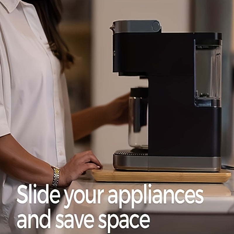 Wooden Kitchen Tray for Countertops with Bamboo Design for Coffee Makers and Toasters