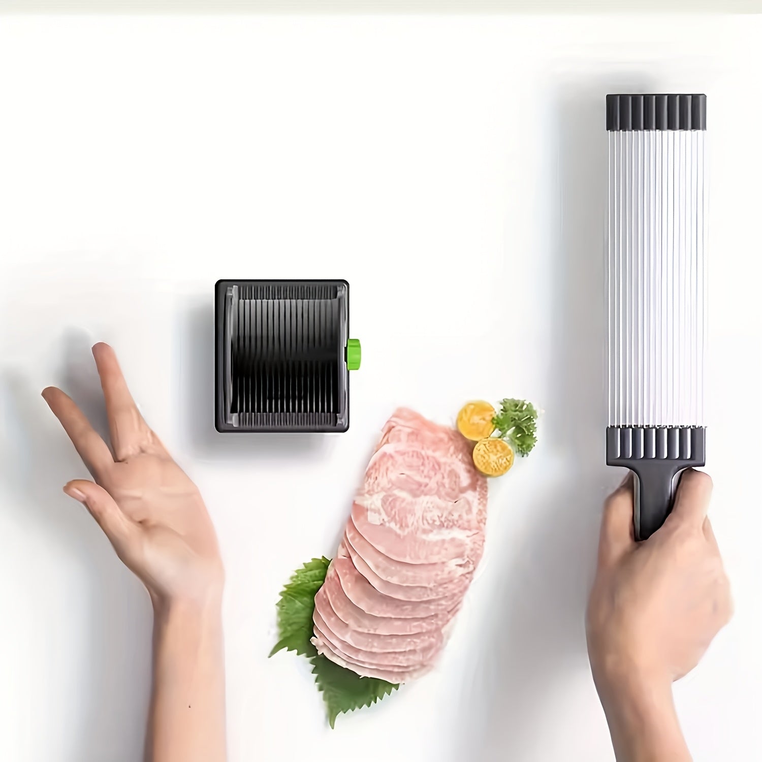 Stainless Steel Meat Slicer and Dicer Set, Manual Kitchen Knife, Black