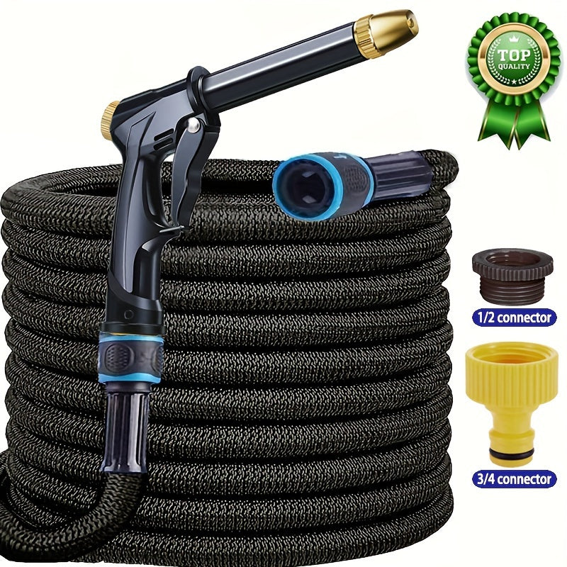 30.48m Expandable Rubber Garden Hose with High Pressure Spray Nozzle for Car Wash Pet Cleaning Outdoor Use