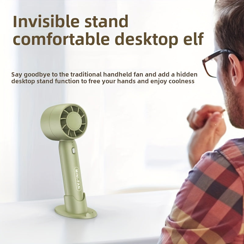 Portable Handheld Desktop Fan with Turbo Mode and USB Charging for Students Outdoors