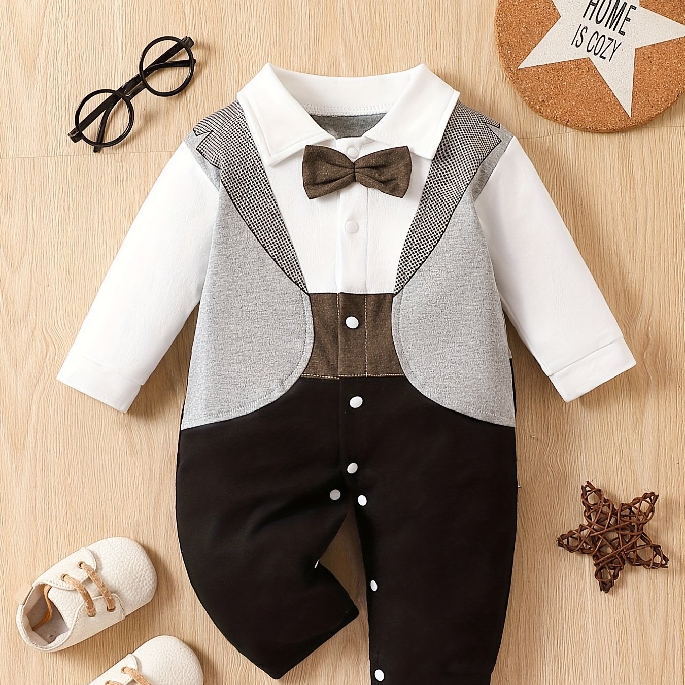 Baby Boy Long Sleeve Bodysuit for Spring and Fall 6-12 Months Cotton Color Block Casual
