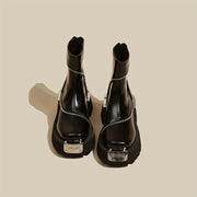 Women's Chunky Platform Boots Synthetic Black Slip-Resistant Zipper