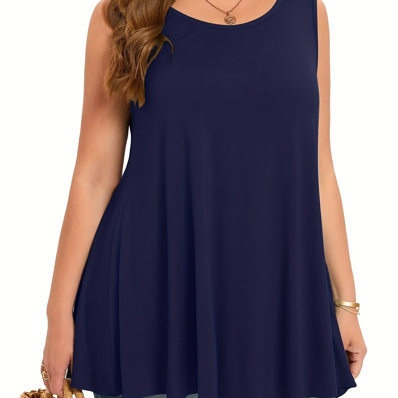 Plus Size Women's Stretchy Sleeveless Tank Top Casual Summer Sleeveless Top