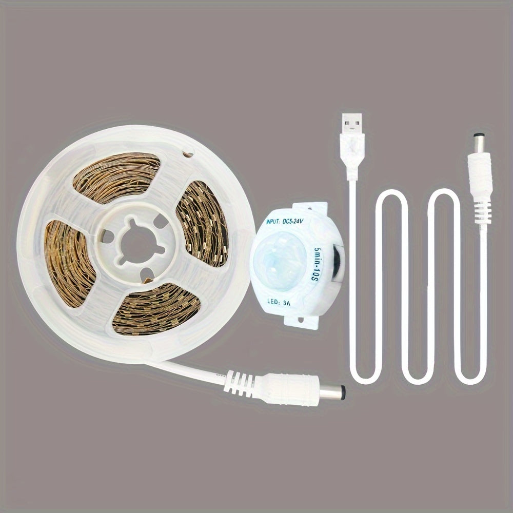 LED Strip Light With Motion Sensor White USB Powered For Stairs Cabinets and Bedrooms