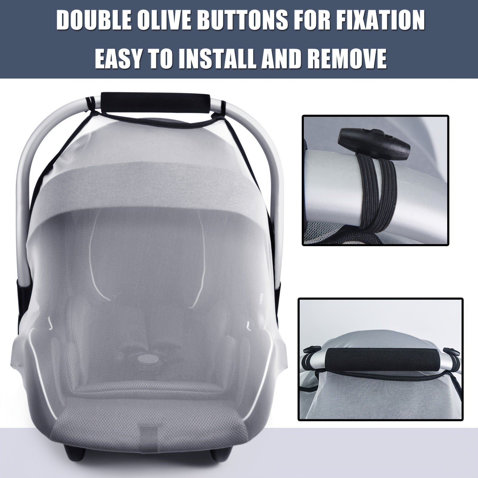 Baby Mosquito Net for Car Seats Strollers Bassinets Breathable White