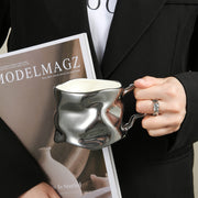 Creative Crinkled Ceramic Mug 12oz Coffee Cup with Unique Texture