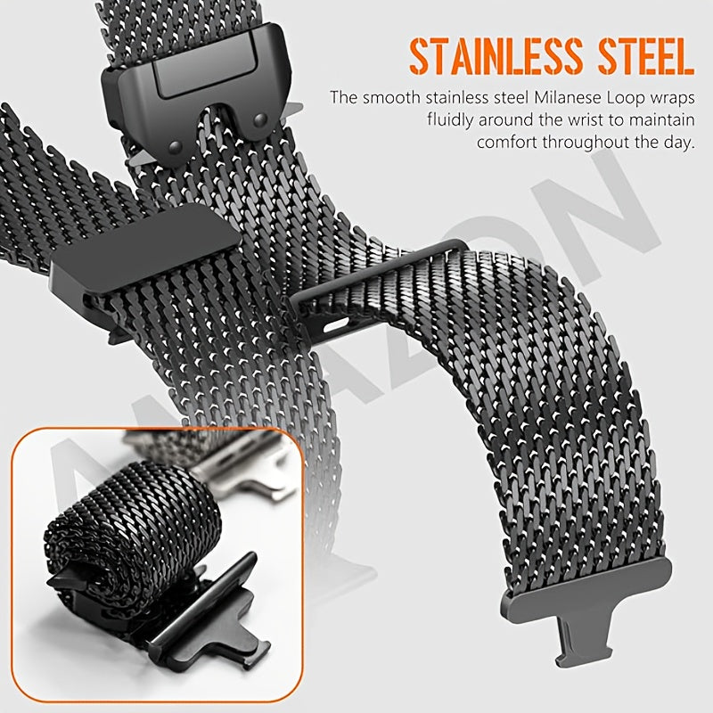 Stainless Steel Mesh Milanese Loop Watch Band Compatible with Apple Watch Ultra Series 4-10 44mm 49mm Men Women