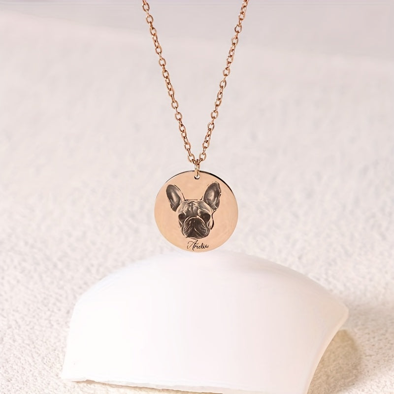 Personalized Stainless Steel Pet Jewelry Dog Cat Portrait Necklace