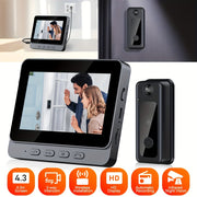 Oddiy Aqlli Esik Qong'irog'i To'plami HD Kamera, Ichki Monitor, Tungi Ko'rish, Qayta Zaryadlanadigan Batareya - Qariyalar uchun Ideal.