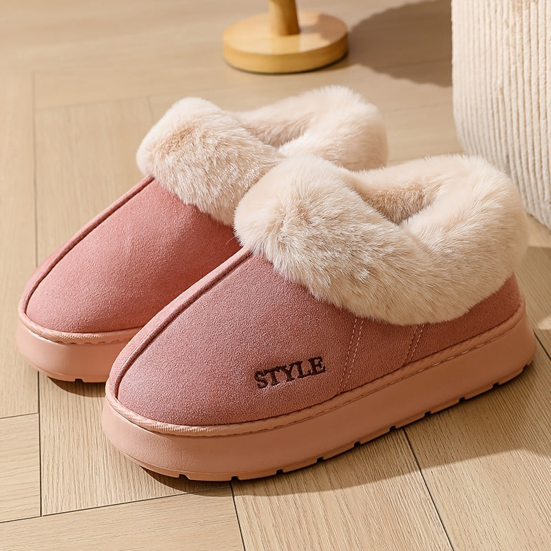 Women's Winter Warm Slip-On Slippers Casual Round Toe House Shoes