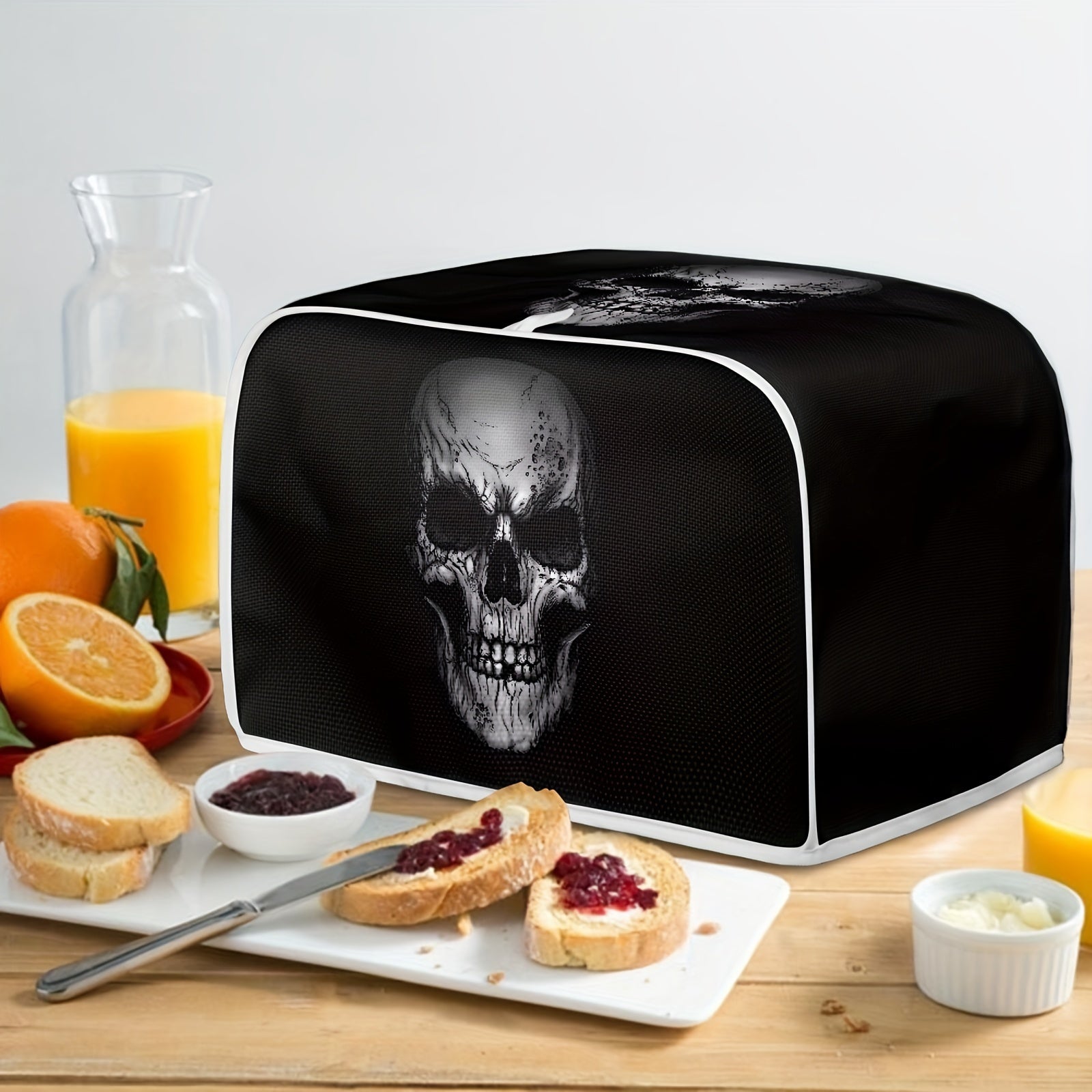 Skull Print Polyester Toaster Cover Dust Cover for Appliances Gift for Women