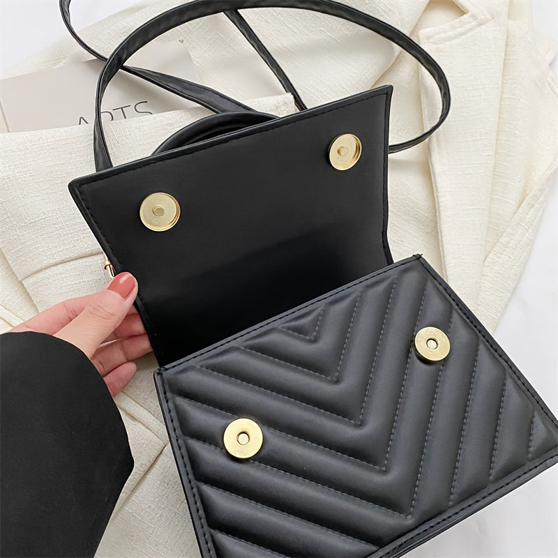 Bolso bandolera acolchado con charm de borla, bolso pequeño de cuero PU grabado para mujeres