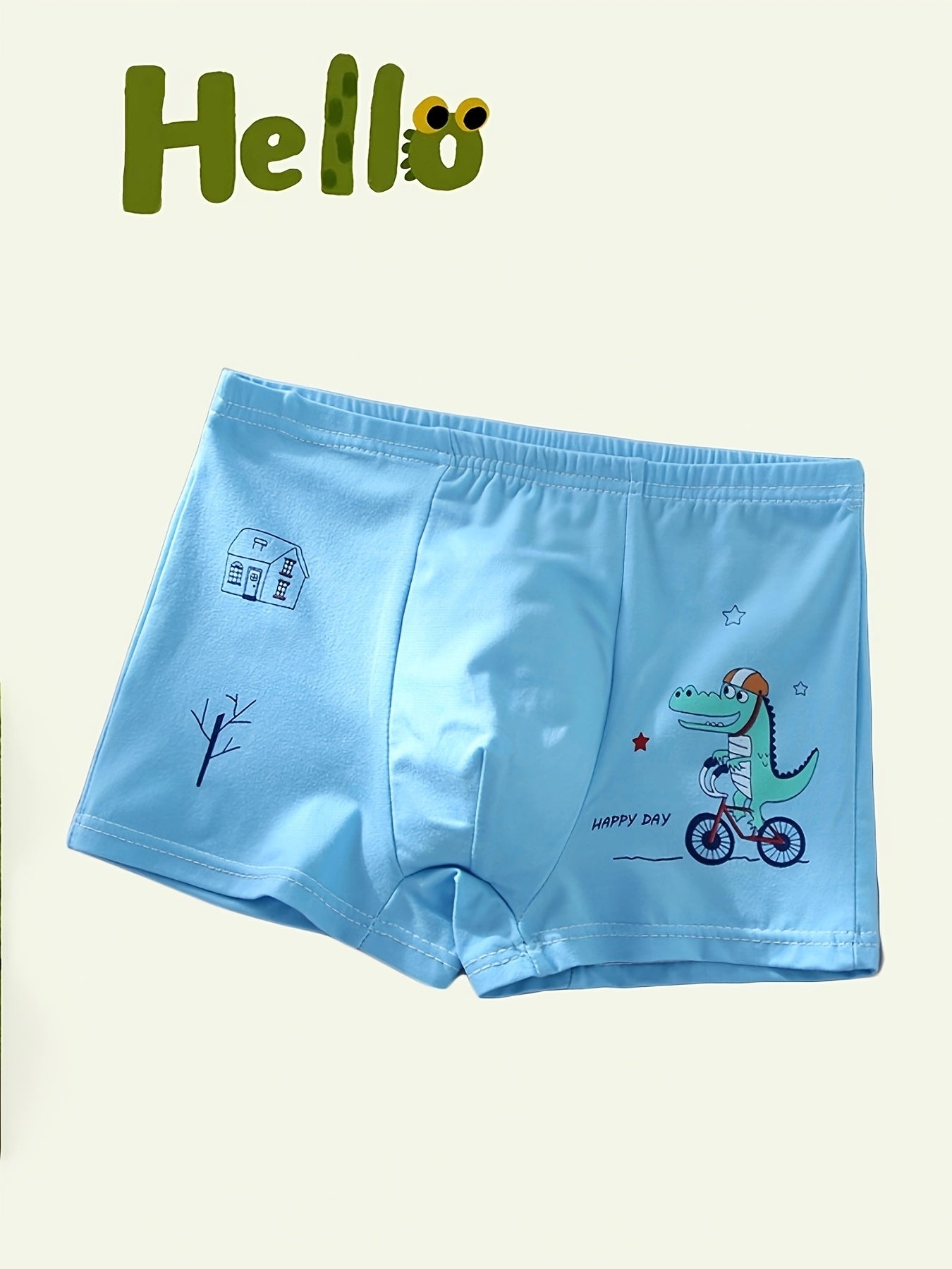 4-Pack Boys' Boxer Briefs Cartoon Dinosaur Print Breathable Polyester Stretchy Fit Sports Underwear