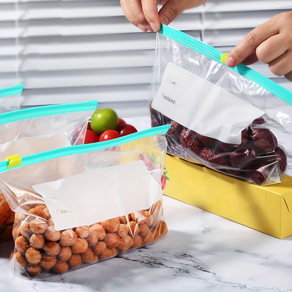 10 Transparent PE Storage Bags with Sliding Rope Seal for Food Refrigerator Freezer