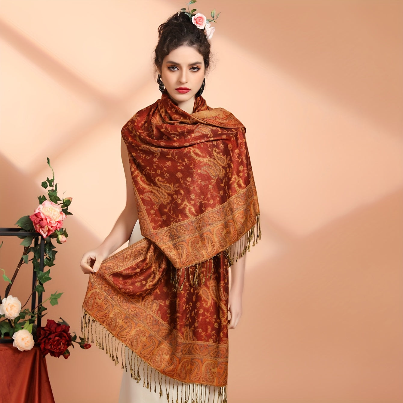 Vintage Boho Paisley Jacquard Tassel sharfi, kuz va qish uchun yumshoq, issiq shalvar