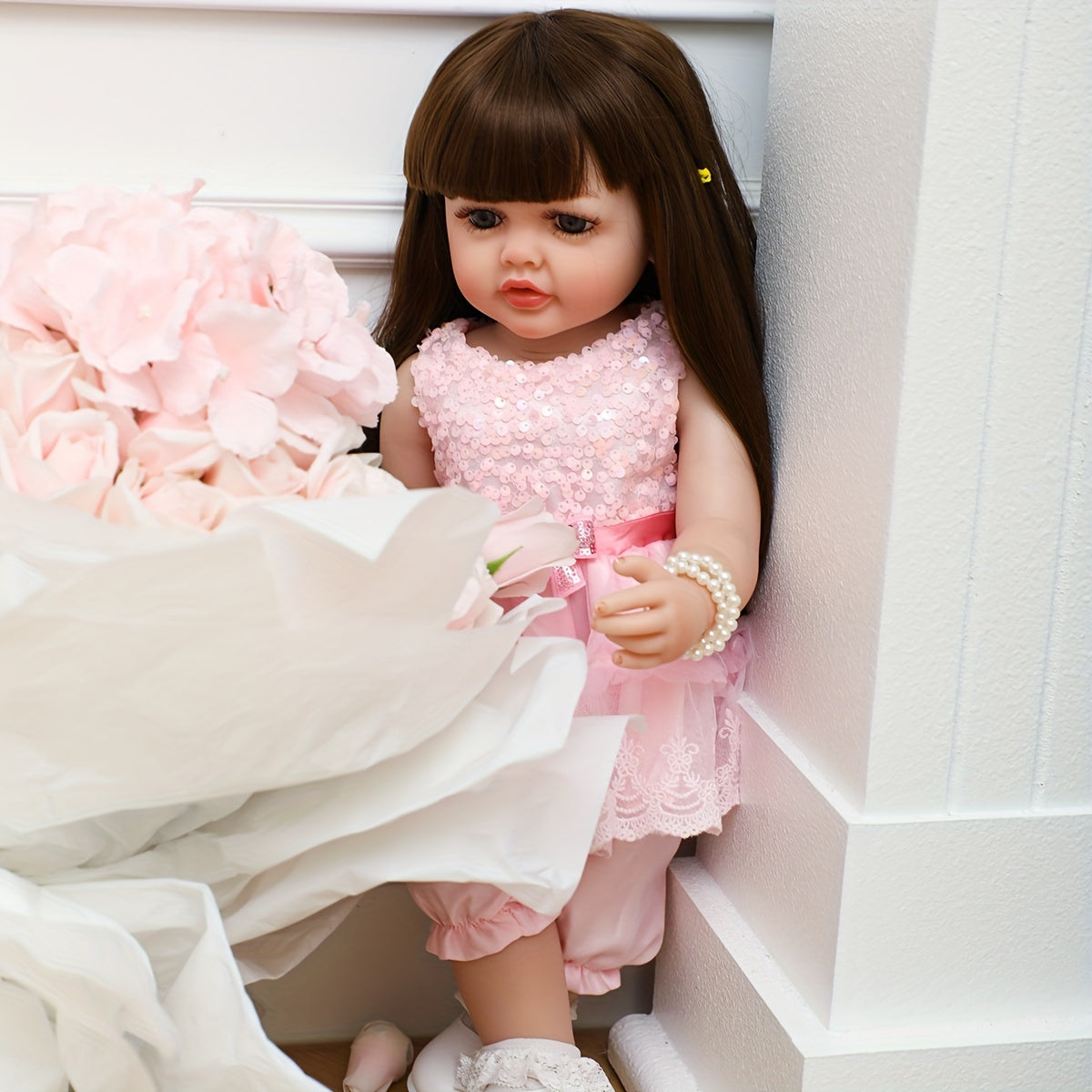 22 dyuymli silikon qiz bolalar kukli, ijodiy o'yin va kiyinish uchun, Rojdestvo va Xellouin uchun bolalar o'yinchoqlari