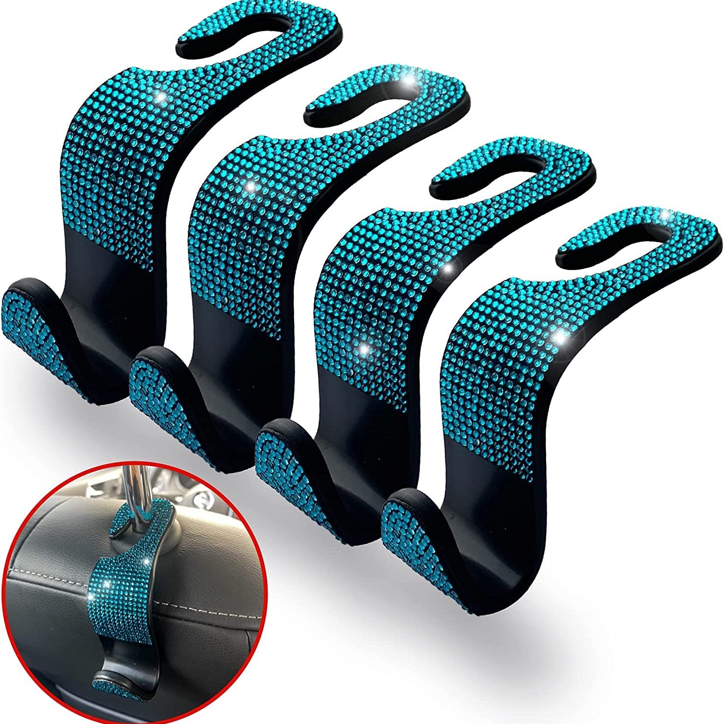 4 шт. кристальных стразовых крючка для автомобильных подголовников, держатель для сумок на заднем сиденье для женщин и мужчин
