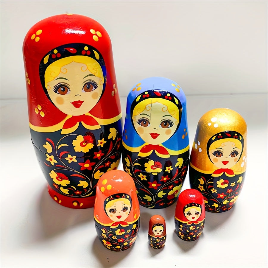 Colorful Handmade Wooden Russian Matryoshka Nesting Dolls for Decor and Gifts