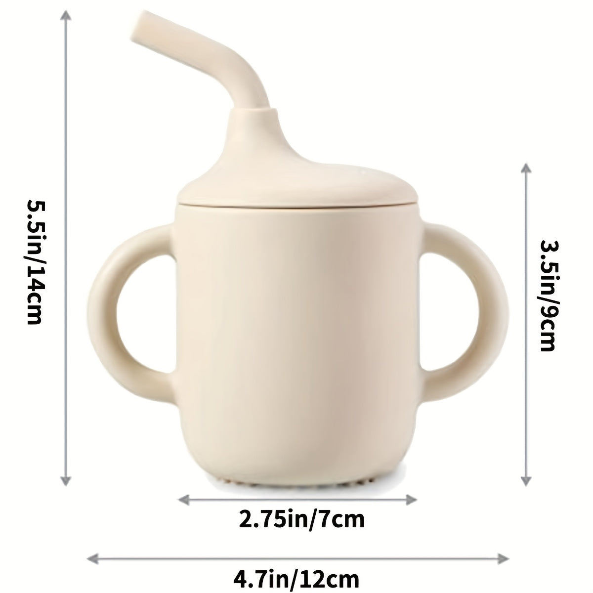 Kids Silicone Drinking Cup with Handles and Straw for Smoothies and Snacks