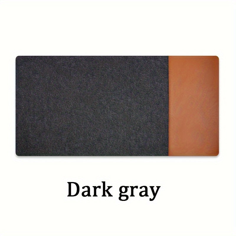 Large XXL Felt and PU Leather Gaming Mouse Pad Waterproof Non-Slip Oblong Edge Stitch